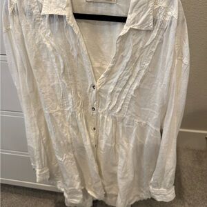 We The Free White Button Down Shirt Classic Style